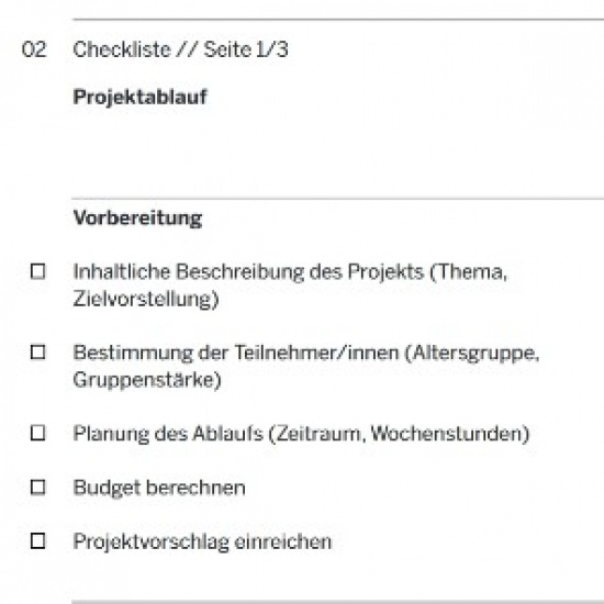 Checkliste Projektablauf des Landesprogramms Kultur und Schule NRW: